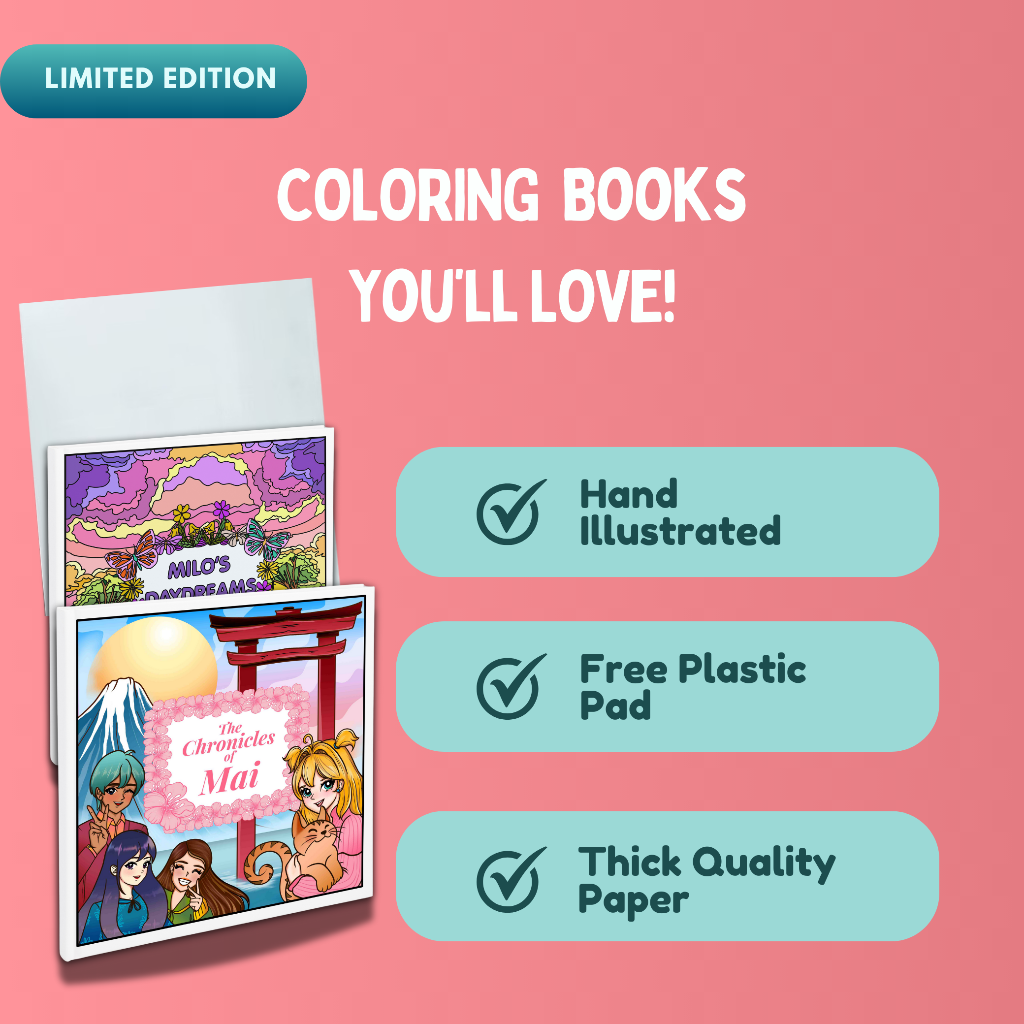 Hand Drawn & Illustrated - Stress Relief Coloring Books