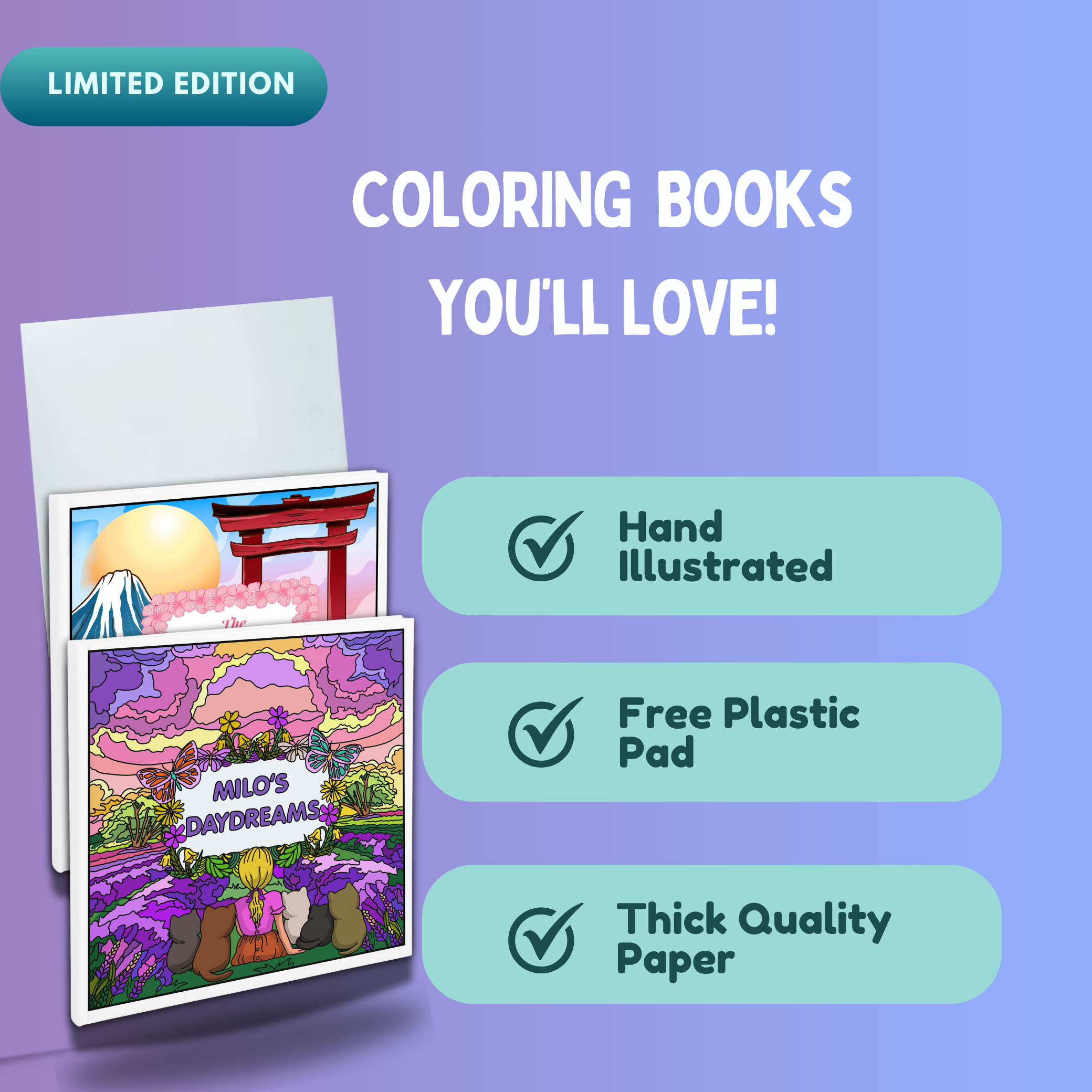 Hand Drawn & Illustrated - Stress Relief Coloring Books